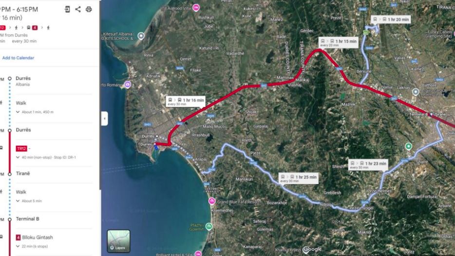 Turizmi, transporti publik ndërqytetës i Shqipërisë hyn më në fund në Google Maps